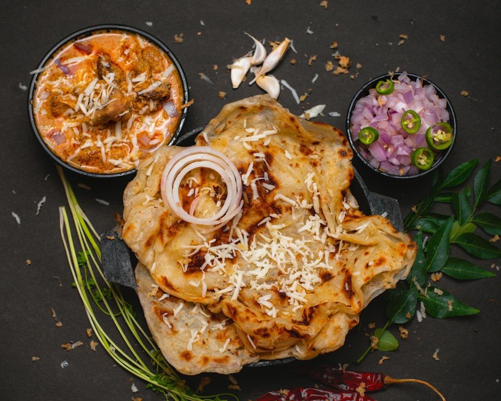 Laccha Paratha (2) + Chicken Kassa (3)